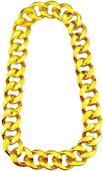 Grote Dikke Nepleren Gouden Ketting voor Mannen - 90s Punk-Stijl Kostuum Sieraad, Hip Hop Accessoire, Plastic 90 Inch