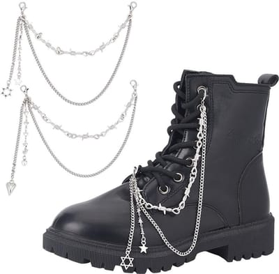 Dailygoods- Schoenketting Platina - Afneembare Decoratie - Punk/Gothic Stijl - Duurzaam Metaal - 2 Stuks - 210 mm Lang - Schoenaccessoire