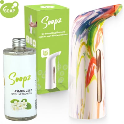 Soopz Automatische Zeepdispenser – Regenboog – Rainbow Fusion Elegance – Zeeppompje met Bewegingssensor – Met Jasmijn Zeep