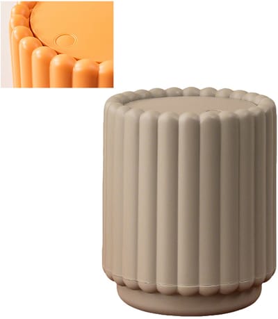 Bureauprullenbak - Miniprullenbak met deksel - Prullenbak met druksluiting - Zonnebloemvormige opbergemmer - Prullenbak - Soepel druksluitingsdeksel - 12,5*12,5*15 cm - Geschikt voor kantoren, keukens, woonkamers, slaapkamers, enz. - Grijs