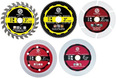 Zaagbladen Set - Diamantzaagblad Set - Materiaal Zagen - Multifunctioneel 5 Delig - 75 mm - Zilver
