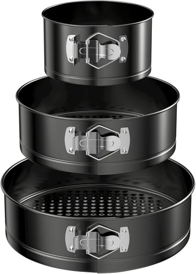 EXCITAT 3 stuks - Cakevorm - Roestvrij staal - Vorm met veerklem - Geschikt voor cheesecake, pizza, quiche, brood
