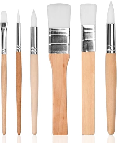Set van 6 Acrylaatkwasten, Nylon Kwasten voor Schilderen, Plat en Waterverf Kwasten voor Acrylverf, Waterverf en Olieverf