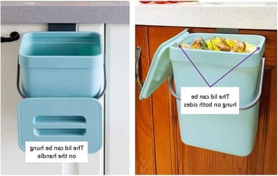 Prullenbak Kleine compostbak voor keuken -13 gallons/5 l-blauw met deksel