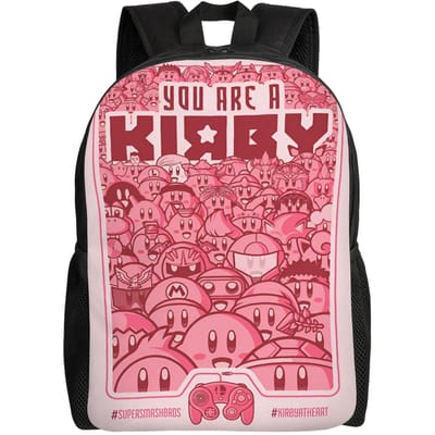 K-Kirbys Rugzak voor Dames Heren Waterdichte School College Cartoon Tas Bedrukking Boekentas One Size pink