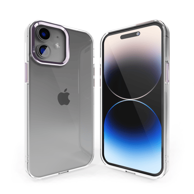 Coverzs telefoonhoesje geschikt voor Apple iPhone 11 hard case met metalen camera bumper - doorzichtige hard cover met opstaande randen rondom camera - camera bescherming - paars