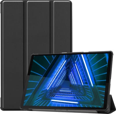 Hoesje Geschikt voor Lenovo Tab M10 FHD Plus (2e / 2nd Generatie) - Dun & Stevig - Trifold Bookcase - Hard Cover - Hardcover Book Case - Tablet Hoes - Zwart