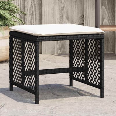 vidaXL - Tuinkrukken - 4 - st - met - kussens - 41x41x36 - cm - poly - rattan - zwart