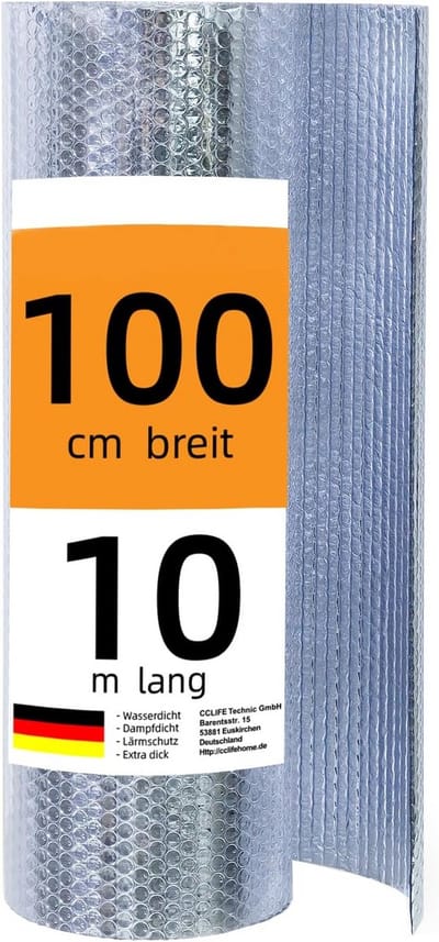 Isolatie Folie - Warmte reflecterende laag - Energie besparen - Vochtwerende werking - 10 vierkante meter - Aluminium
