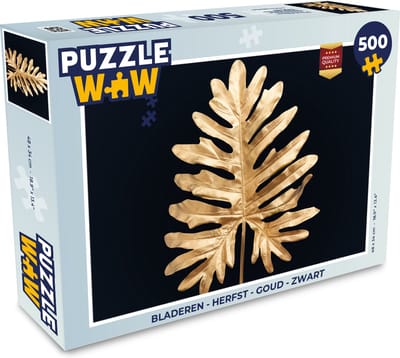 Puzzel Bladeren - Herfst - Goud - Zwart - Natuur - Luxe - Legpuzzel - Puzzel 500 stukjes