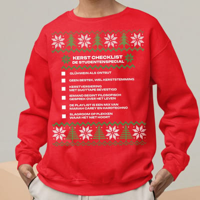 Kerst Trui Rood Kerst Checklist - De Studentenspecial V2 XS