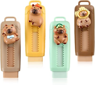 Set van 4 Uittrekbare Gum met Schattig Ontwerp in Pastelkleuren, Perfect voor School, Cadeau voor Kinderen en Studenten