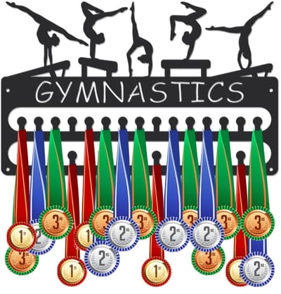 Dailygoods - Gymnastiek Medaille Hanger - Medaille Houder - Muurmontage - Mat Zwart - Award Organizer - Geschenken voor Gymnast - 30 Haken