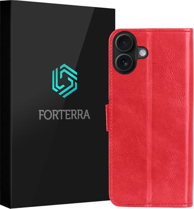 Hoesje Geschikt voor Apple iPhone 16 - Luxe Bookcase - Walletcase Hoes - Portemonnee - Cover - Rood