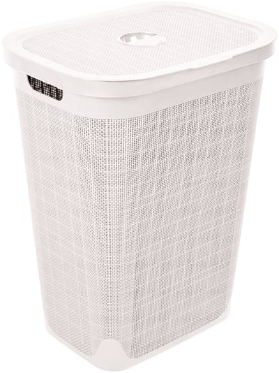 Wasmand 'Hessian' met deksel - 60 Liter - Box - Crème - Ventilatie