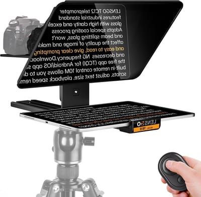 Professionele Teleprompter voor DSLR en Spiegelflexcamera's tot 12,9 inch | Ideaal voor video-opnames, vloggen en livestreaming met gebruiksvriendelijke bediening en hoge stabiliteit