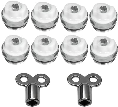 Dailygoods- Verwarmingsontluchtingsventiel 1/2 inch - 8 Stuks - Radiatorontluchtingsventiel - Handmatig Ventiel - Ontluchtingssleutels - Draaibare Kunststof Kop - Radiatorventiel