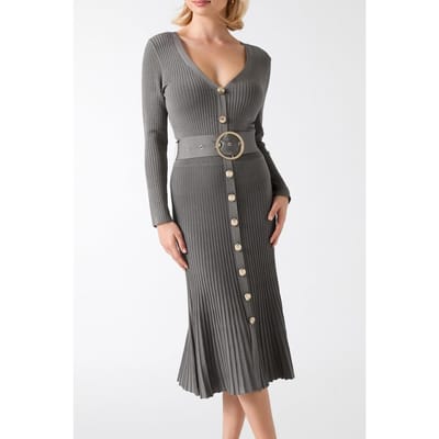 GUESS New Diletta Rib Dres Stone Olive A883 Taglia: 38 | Abiti Midi Outlet | Donna | Verde