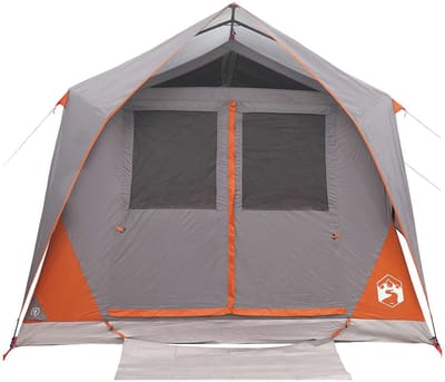 vidaXL - Tunneltent - Grijs - en - Oranje - 10-persoons - Polyester - en - Staal