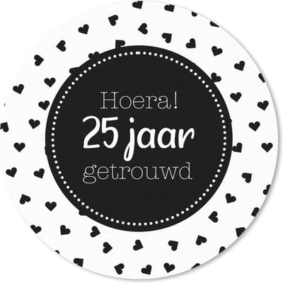 Muismat rond 20x20 cm - Mousepad Trouwen - Hoera! 25 jaar getrouwd - Spreuken - Quotes - Ronde muismatten