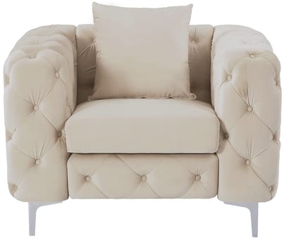 Vente-unique Chesterfield-fauteuil van beige velours EDWINA