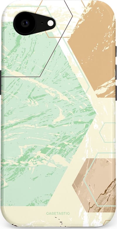 Casetastic hoesje geschikt voor Apple iPhone 16e / Apple iPhone 17e - MagSafe - Dubbellaagse bescherming - Vlaklicht - Fashion Case - Crème Mintgroen Wit Lichtgrijs