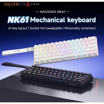 AJAZZ NK61 Bedraad Mechanisch Gaming Toetsenbord met rode schakelaars en 61 toetsen, plug-and-play DIY geschikt voor gaming en kantoor gebruik