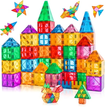 Magnetische constructie voor kinderen, 64-delig, magnetisch bouwblok voor kinderen van 3, 4, 5 jaar, magnetische spelletjes voor kinderen, verjaardagscadeaus