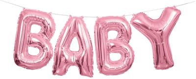 UNIQUE - Aluminium ballon slinger baby roze 2,5m voor babyborrel