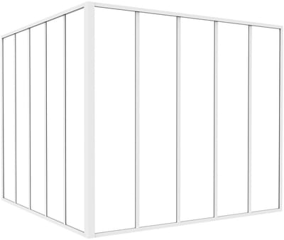 Vente-unique Glazen hoekbinnenraam met industriële stijl van gepoedercoat aluminium - L150 x L150 x H130 - Wit - BAYVIEW