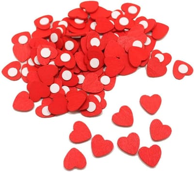 Winkrs Rode houten hartjes stickers 100 stuks | Bruiloft decoratie, scrapbooking, Valentijn, liefde