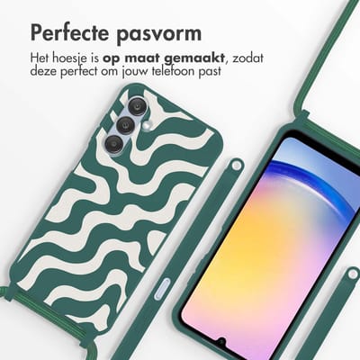 imoshion Hoesje - Geschikt voor Samsung Galaxy A25 (5G) - Siliconen design hoesje met koord - Petrol Green Groovy