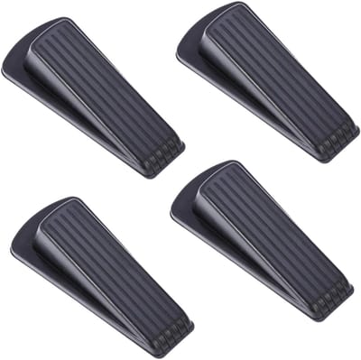 Vloerbuffers Deurstopper - Deurwig Rubber - Bescherming Vloeren - Niet-krassend Ontwerp - 12 x 5 x 3.7 cm - Zwart