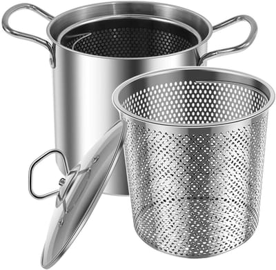 Frituurpan Braadpan - Koekenpan Multifunctioneel - Lekkere Snacks Maken - Transparant Deksel - 35 Liter - Zilver