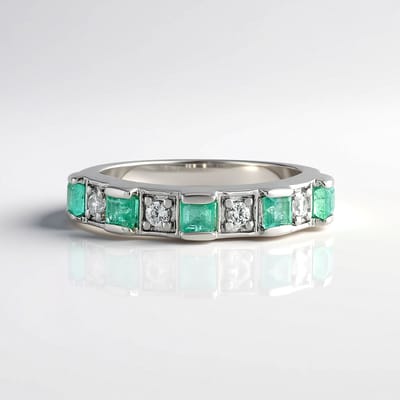 Cavill - Zilveren Ring met 0,52 ct Russische Hoek Trapgeslepen Smaragden en 0,20 ct Zirkonia - 925 Sterling Zilver Platina - Elegant en Tijdloos