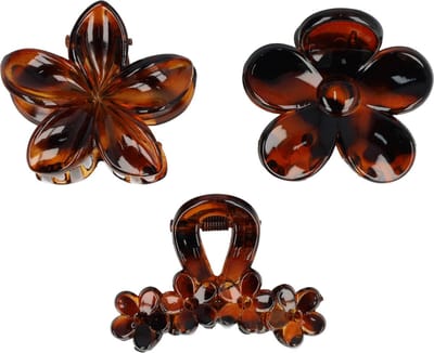 Haarsoires Haarspeld Haarklemmen 4cm – Bloemvorm – Bruin – Set van 3 - Haarclip Klem - Hair Claw - voor Opsteken Haar - Hair Clip - Decoratieve Haaraccessoire