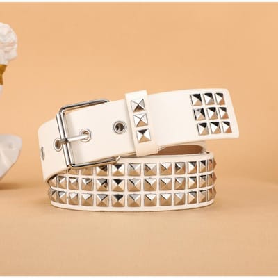Trend Klinknagel Riem Zware Metalen Riem Mannen Vrouwen Punk Nachtclub Rock Riem Jeans Riem Riem Mode Decoratie Vrouwen' Riem 110cm wit