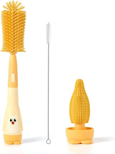 3-in-1 Siliconen Fles Borstel - Compacte en Staande Multifunctionele Borstel voor Flessen, Babymelkflessen, Drinkflessen, Fopspeen en Rietjes