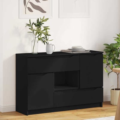 vidaXL - Dressoir - met - lade - Zwart - 100 - x - 30 - x - 65,6 - Bewerkt - hout