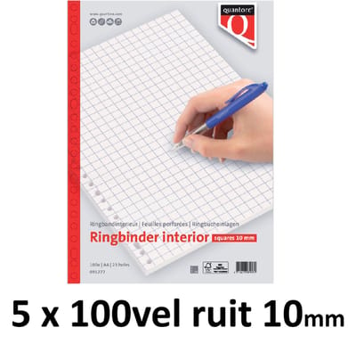 5 x Interieur Quantore - A4 - 23-gaats - ruit 10mm - 5x100vel