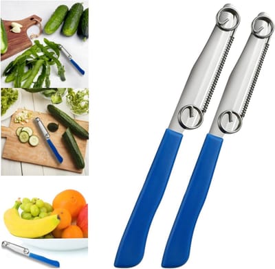 Multifunctioneel fruit- en groentemes van roestvrij staal met 2 universele schillers en 3-in-1 ontwerp voor efficiënt snijden en schillen