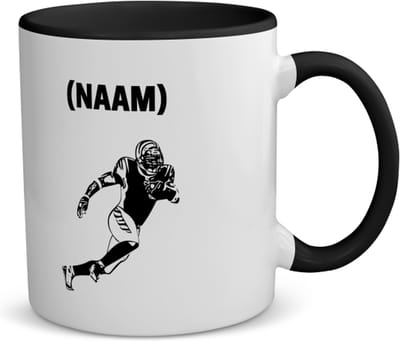 Akyol - american football met je eigen naam koffiemok - theemok - zwart - American football - sport liefhebbers - nfl - verjaardag - verjaardagscadeau - mensen die houden van american football - cadeau - kado - geschenk - gift - 350 ML inhoud