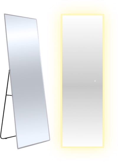 Sensahome Staande Spiegel Met Led Verlichting - Naadloos - Passpiegel - Hangend - Spiegel Zonder Lijst - Dimbaar - 50x160cm