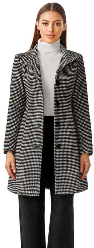 Versano Violet NG Dames Mantel Manteljas 3 kwart Winterjas S - Pied de Poule