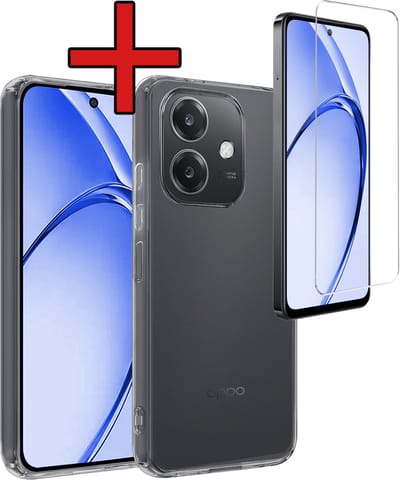Hoesje - Met Screenprotector - Geschikt voor OPPO A40 - Sterk & Shockproof - Telefoon Hoes - Back Cover - Siliconen Case - Telefoonhoes - Transparant