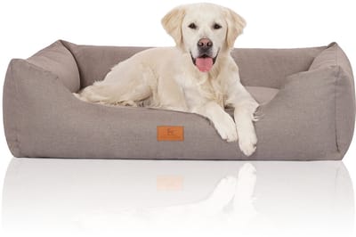 Knuffelwuff Hondenbed Lotte van velours met fijn handgeweven karakter XL 105 x 75cm lichtgrijs