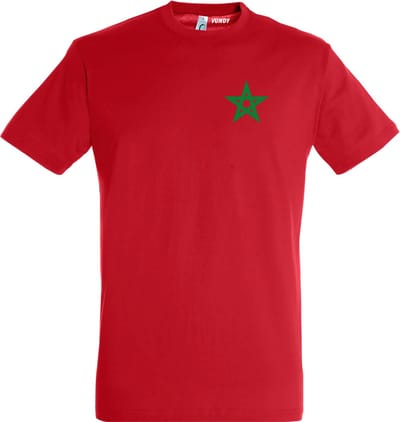T-shirt Ster Marokko Klein | Rood Marokko Shirt | WK 2026 Voetbal | Morocco Supporter | Africa Cup | Rood | maat XS