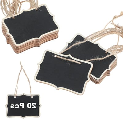 Mini Krijtbord Labels - 20 Stuks Herbruikbare Houten Borden voor Bruiloften, Feesten en Tafelnummers, Ideaal voor Buffet en Plantenmarkers