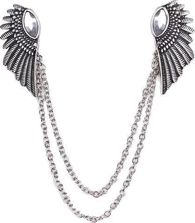 Fako Bijoux® - Vestsluiting - Vestclip - Sjaalspeld - Vestklem - Broche - Vleugels - Kristal - Zilverkleurig
