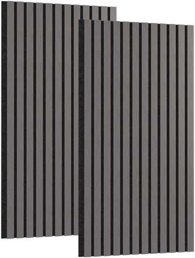 ACXIN Akoestische Wandpanelen Set 2 Stuks - Houten Wandbekleding van Echt Hout Fineer - 3D Lamellen Akoestische Panelen - 120x60 cm Geluidsabsorberend Wandpaneel - Voor Woonkamer Kantoor Studio - Zwart Eiken